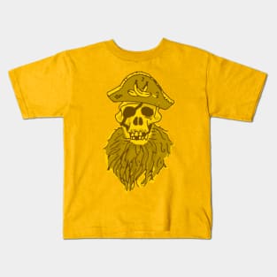 Golden and Bearded Pirate Monkey Skull Kids T-Shirt